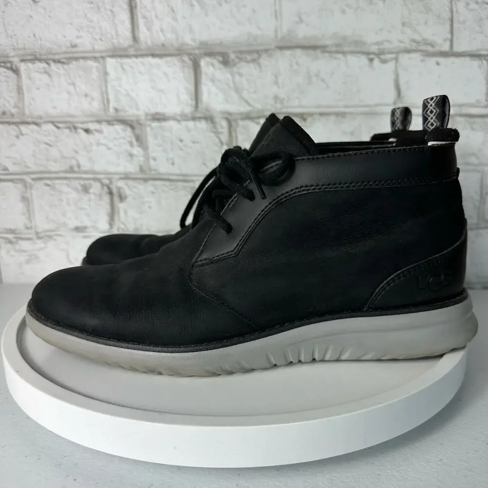 Ugg Boots Union Chukka Leather Waterproof Lace Up Treadlite Charcoal Black 8